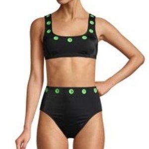 NWT Black with Green Grommets 2-piece swimsuit